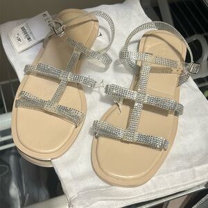 NWT Zara girls 3 1/2 Rhystone summer bow tie clear sandals shoes